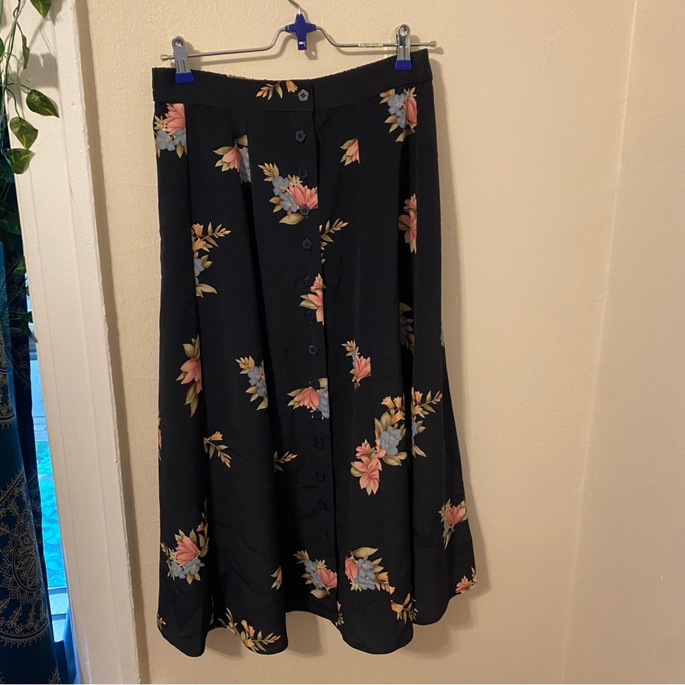 Floral Button up Flowy Skirt